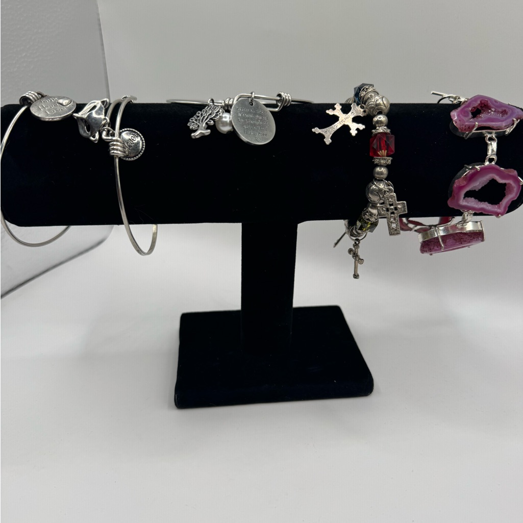 Silver And Pink Charm Bracelet Sets 12$